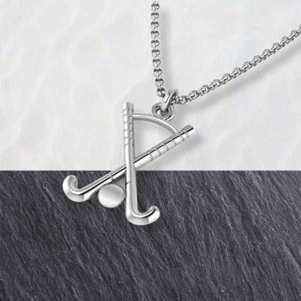 Field Hockey Crossed Sticks Pendant - Sports Jewelry