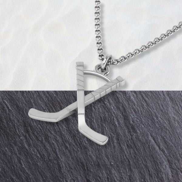 Ice Hockey Crossed Sticks Pendant - Sports Jewelry
