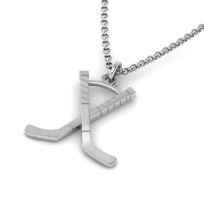 Ice Hockey Crossed Sticks Pendant - Sports Jewelry
