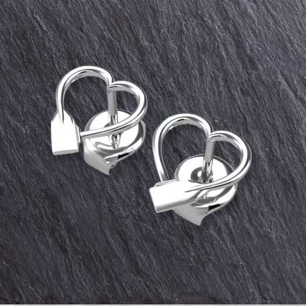 Dragon Boat Paddle Heart Stud Earrings - Sports Jewelry