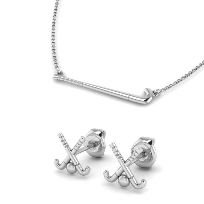 Field Hockey Special Stud Earrings + Necklace Gift Set