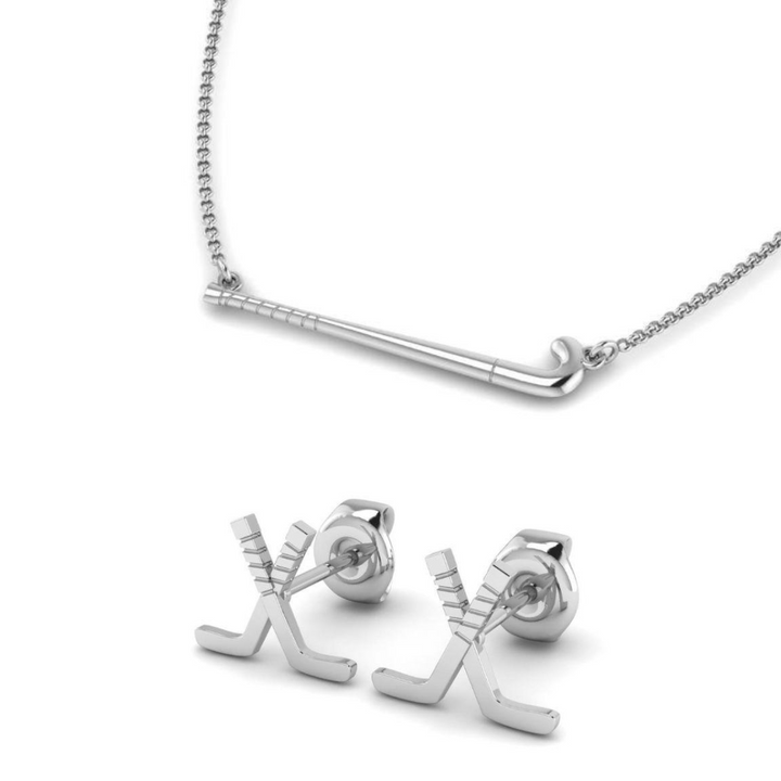 Field Hockey Special Stud Earrings+ Necklace Gift Set