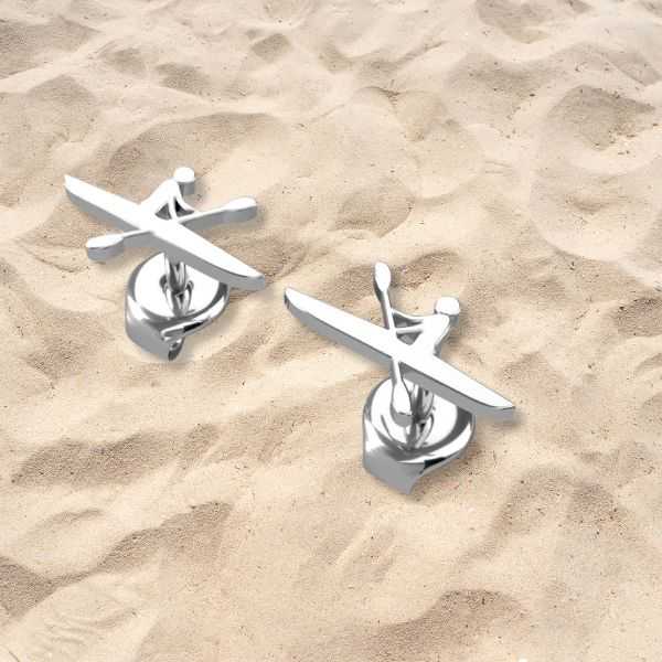 Kayak Athlete Stud Earrings - Sports Jewelry