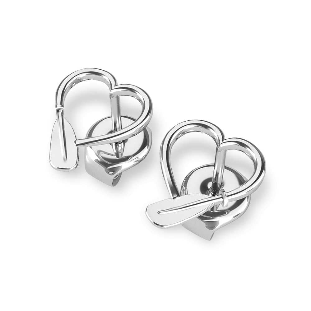 Kayak Paddle Heart Stud Earrings - Sports Jewelry