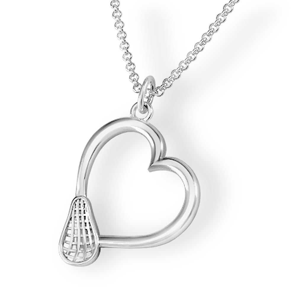 Lacrosse Heart Pendant - Sports Jewelry