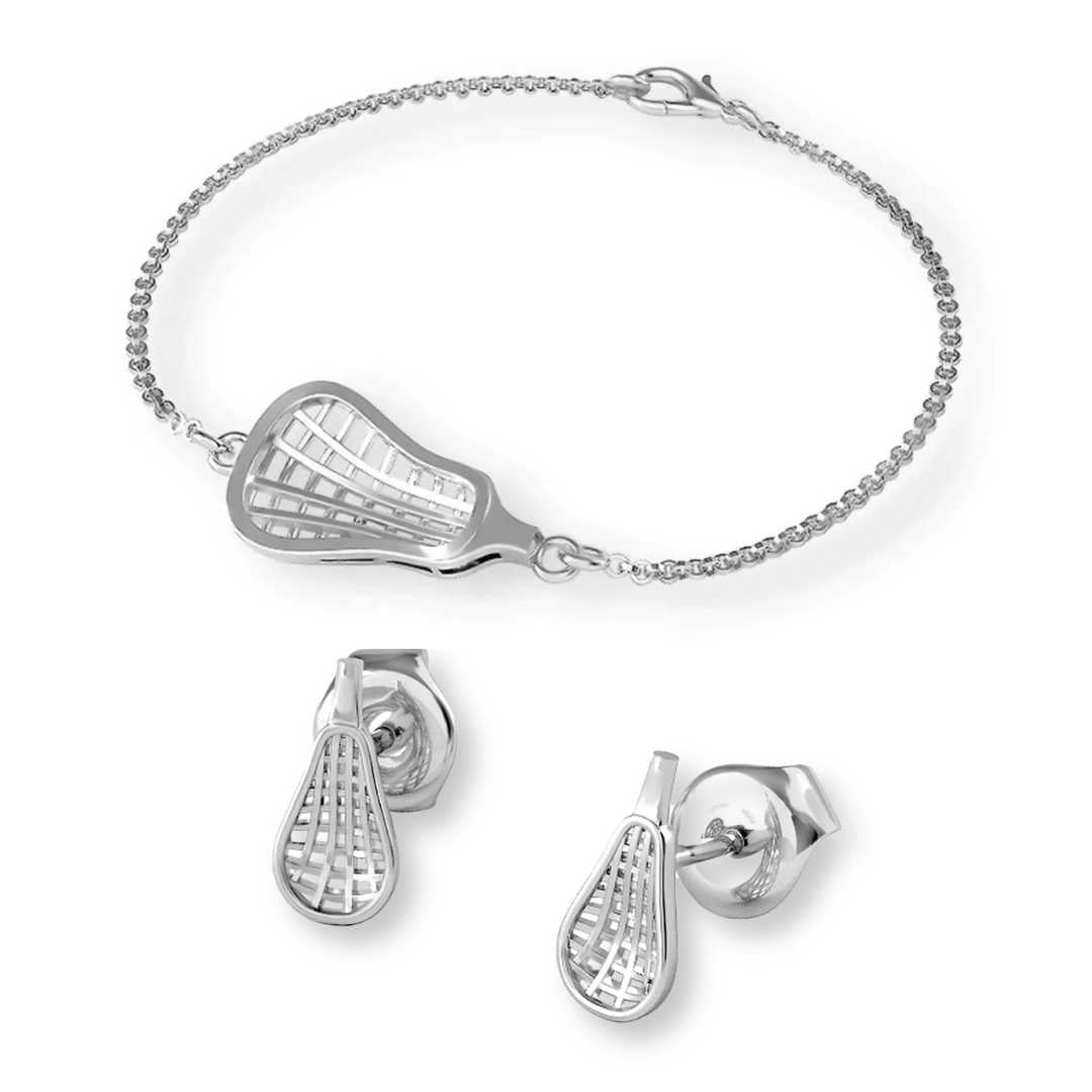 Lacrosse Special Earrings+ Bracelet Gift Set - Sports Jewelry