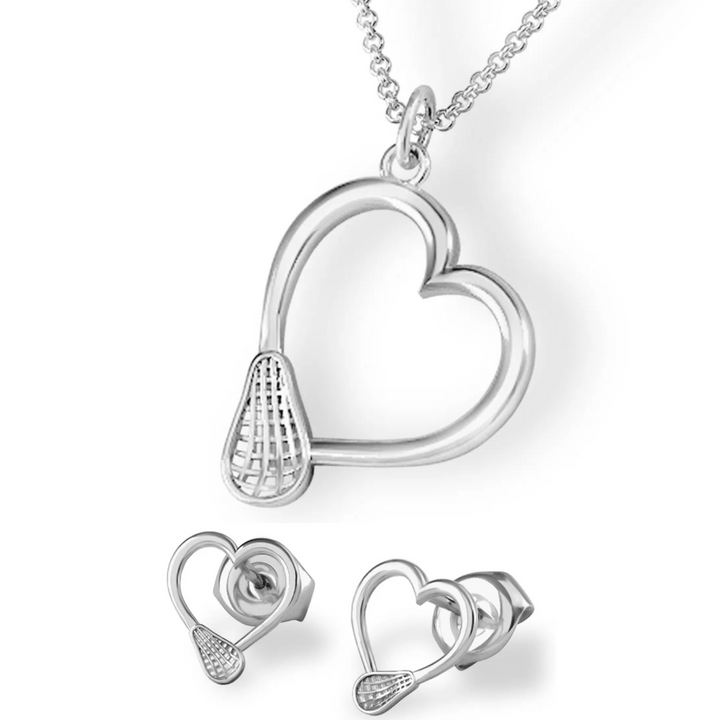 Lacrosse Special Heart Pendant+ Earrings Gift Set