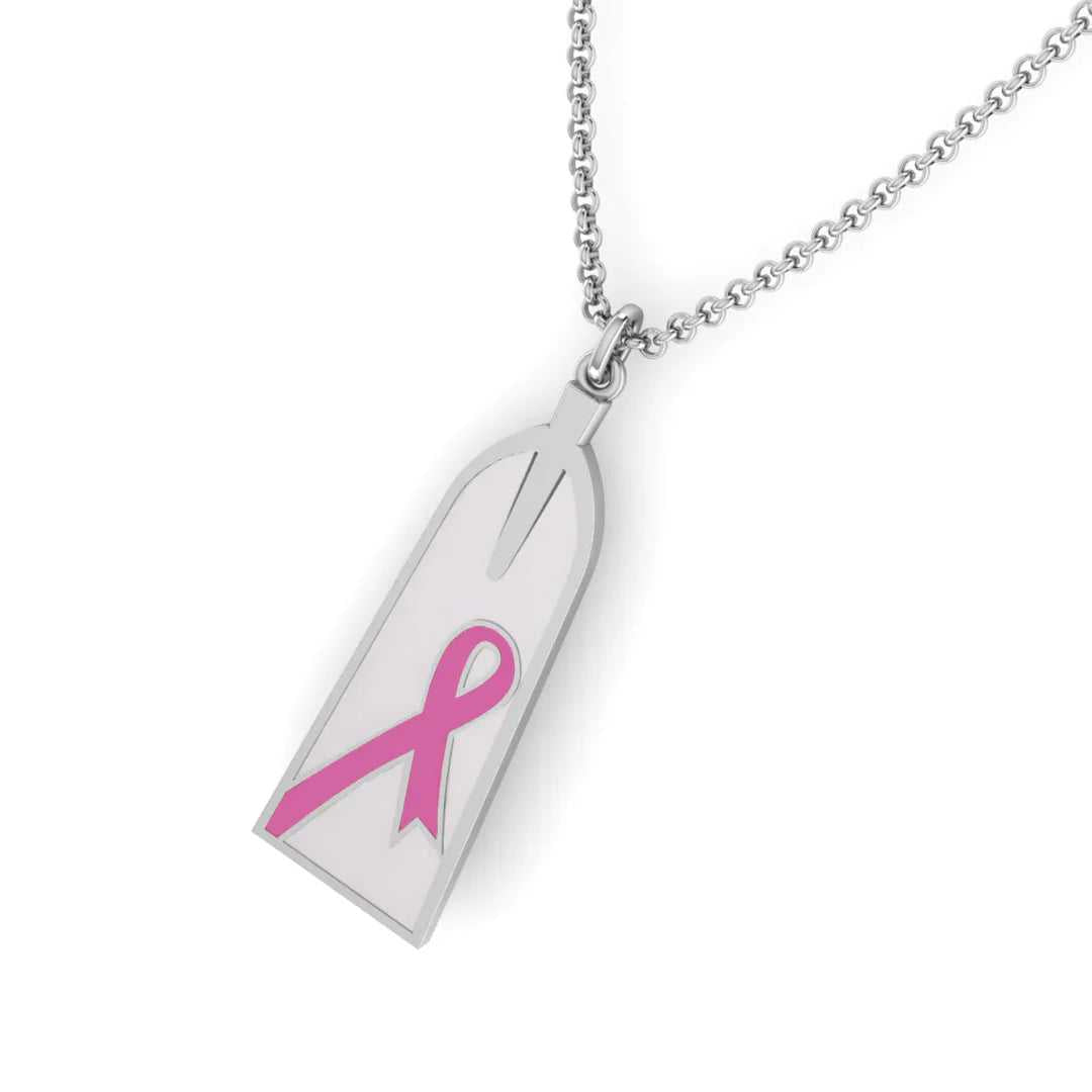 Pink Ribbon Macon Pendant | Breast Cancer Ribbon Necklace | 925 Sterling Silver Jewelry - Sports Jewelry