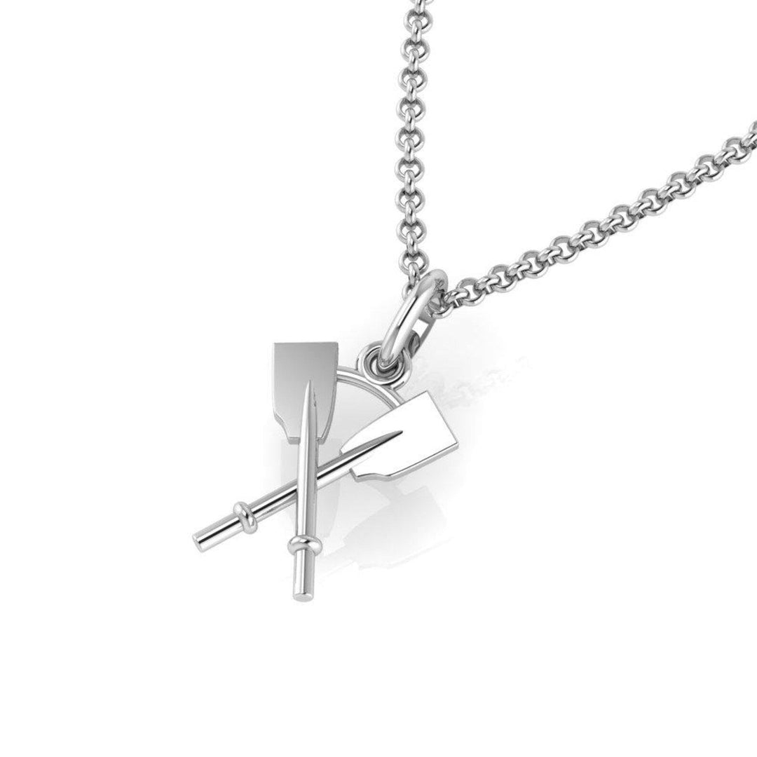 Rowing Crossed Oars Pendant - Sports Jewelry