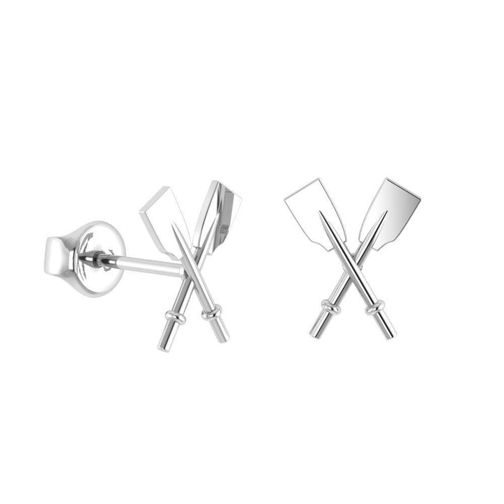 Rowing Crossed Oars Stud Earrings - Sports Jewelry