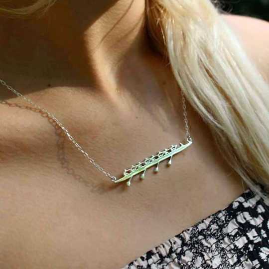 Rowing Eight With Coxswain Necklace - Sports Jewelry