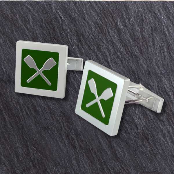 Rowing Quadrato Cufflinks - Sports Jewelry