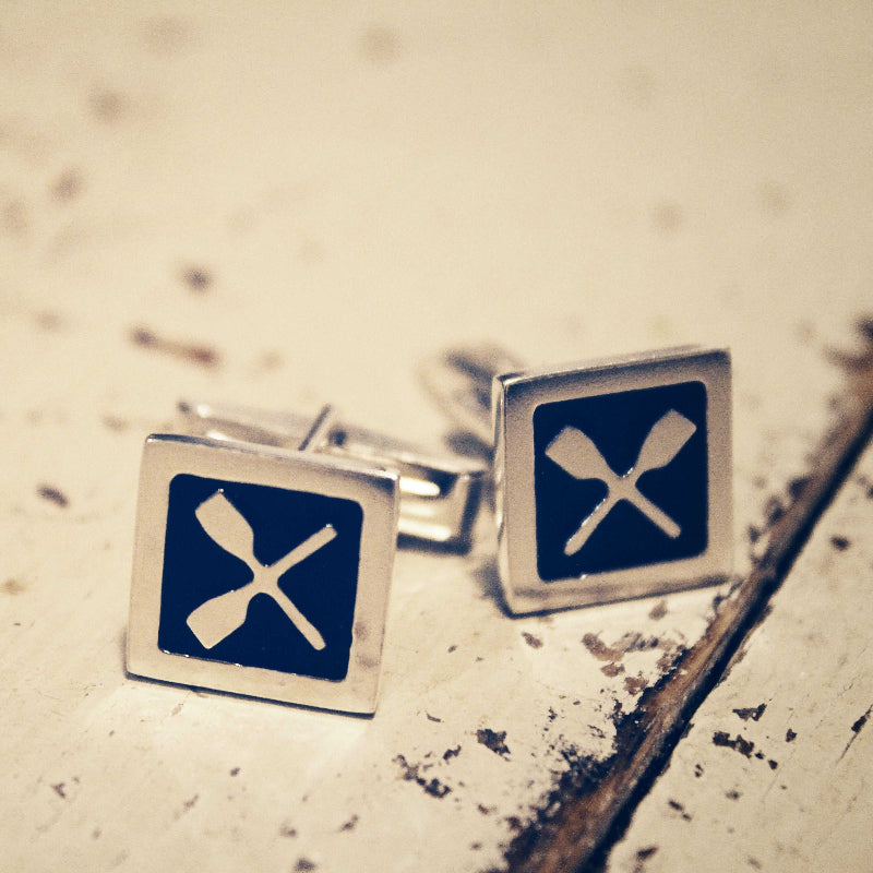 Rowing Quadrato Cufflinks - Sports Jewelry