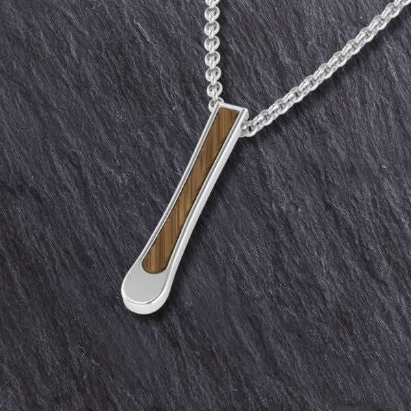 Skiing Oakwood Pendant - Sports Jewelry