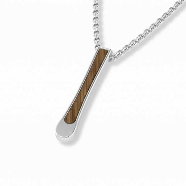 Skiing Oakwood Pendant - Sports Jewelry