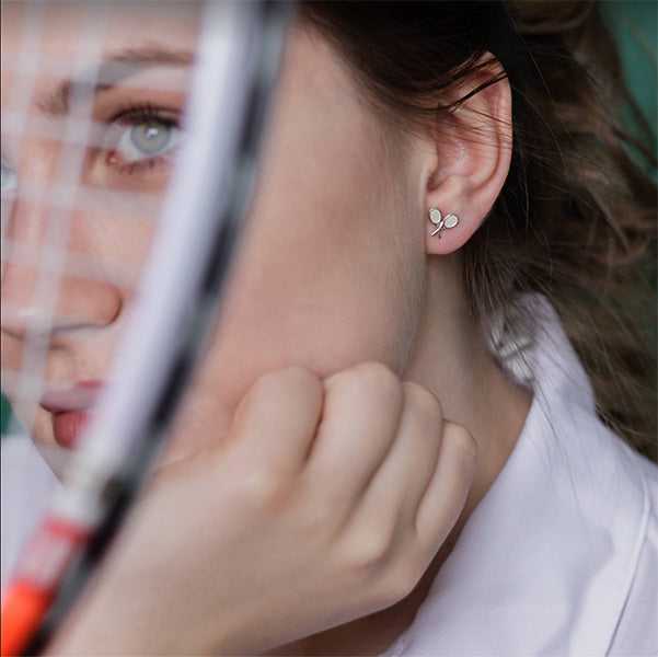 Tennis Double Racket Stud Earrings - Sports Jewelry