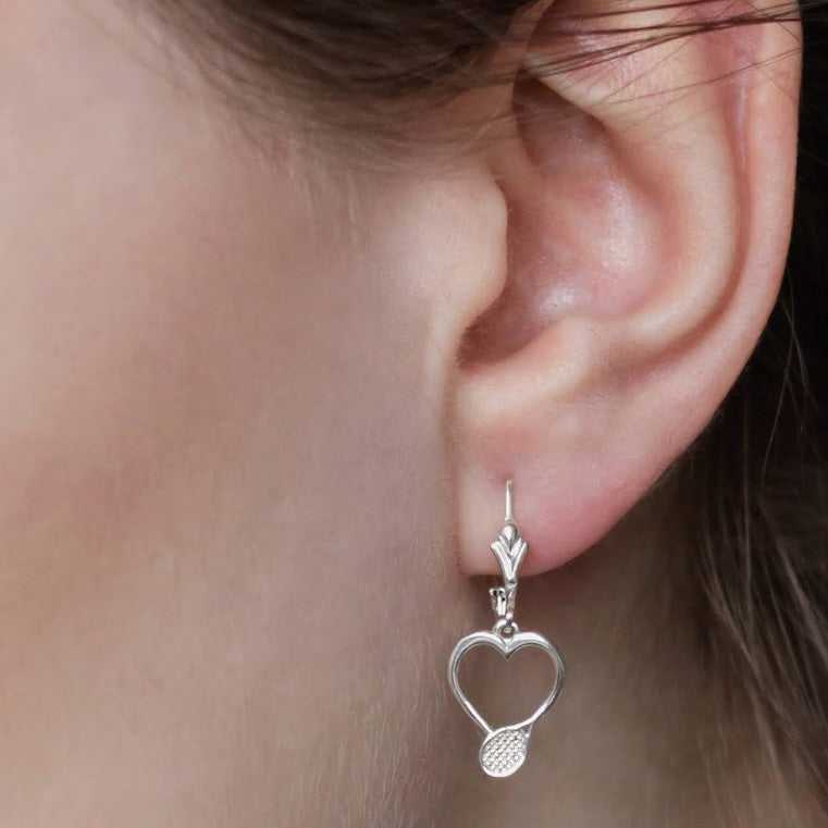 Tennis Heart Drop Earrings - Sports Jewelry