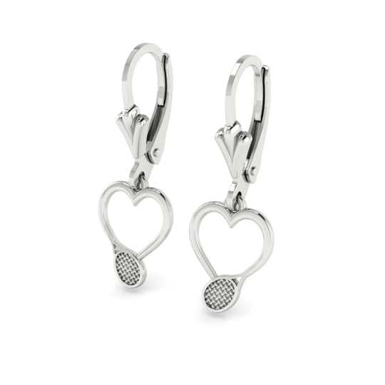 Tennis Heart Drop Earrings - Sports Jewelry