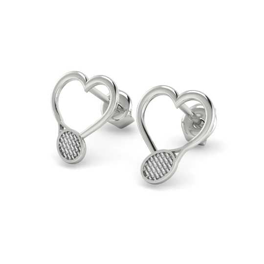 Tennis Heart Stud Earrings - Sports Jewelry