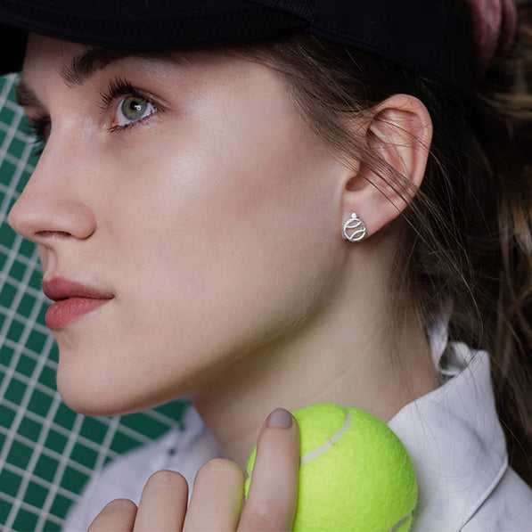 Tennis Minimalist Stud Earrings - Sports Jewelry