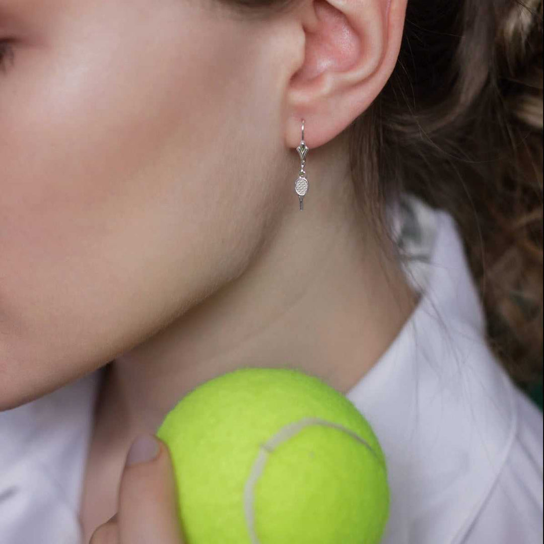 Tennis Racket Drop Earrings - Sports Jewelry