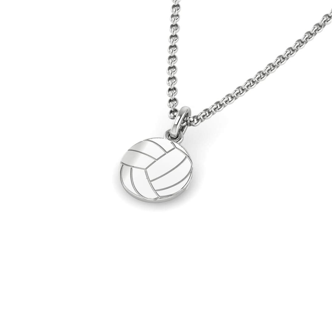 Volleyball Necklace Flat Netball Pendant - Sports Jewelry