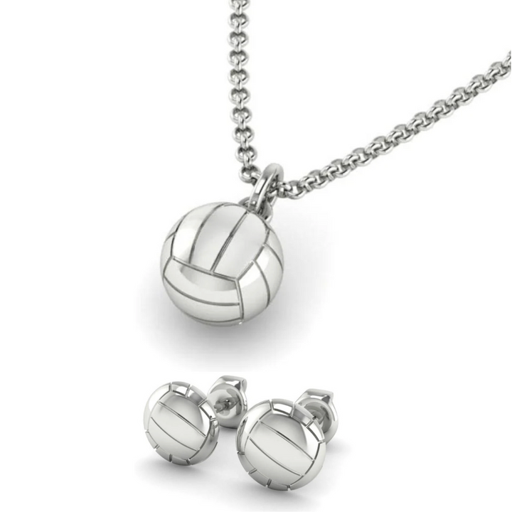 Volleyball Netball Studs and 3D Pendant Gift Set